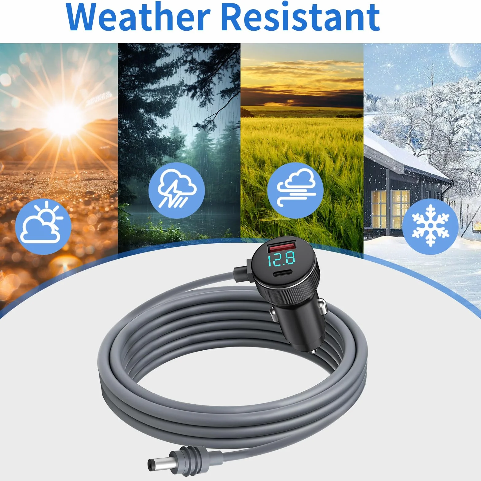 Starlink Mini DC Cable de alimentación para automóvil 3 m/10FT Pantalla digital DC Cable de alimentación impermeable para automóvil 18AWG Starlink Satellite DC Fuente de alimentación