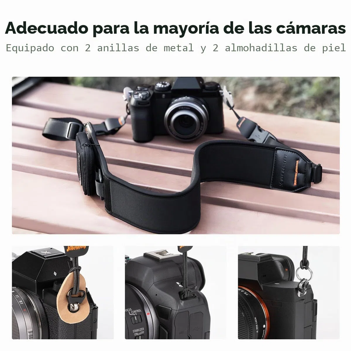 K&F CONCEPT Correa Camara De Fotos, Camera Strap Para para Fotógrafos, Correa Camara Reflex Ajustable 109-133 cm Compatible con Sony/Canon/Nikon/Fuji DSLR SLR Cámara sin Espejo