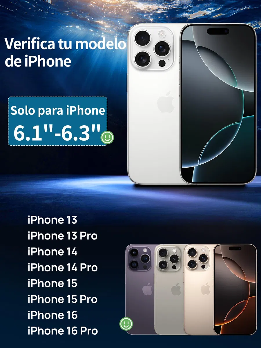 Lanhiem Funda IPX8 15M Impermeable Móvil para iPhone 17/16/16 Pro/15/15 Pro/14/14 Pro/13/13 Pro,Sumergible Carcasa de Fotografía Buceo Profesional, Bolsa Acuatica Movil para iPhone 13-17(6.1-6.3'')