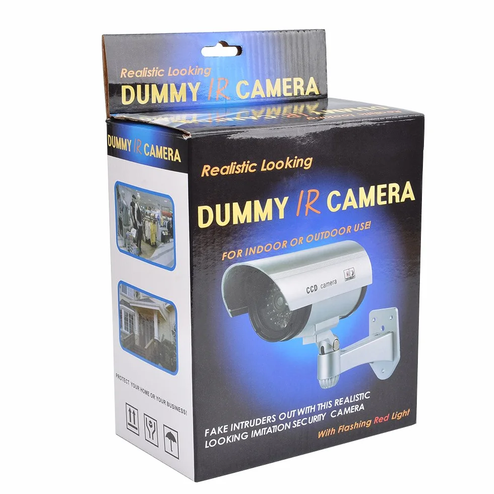 2Pcs Cámara de Vigilancia Simulada CCTV Cámara Ficticia con Soporte de Pared Camaras Falsas de Seguridad,Cámara Dummy con Led Rojo Parpadeante Impermeable Negro,con Pegatinas de Advertencia Tornillos
