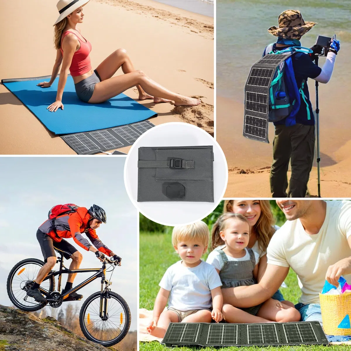 Panel Solar 30W, Cargador Solar Portátil (USB-A) 18V/3.6A de Carga Rápida, Compatible con Teléfono, Power Station, 24% Eficiencia, IPX4 Impermeable, para Camping y Emergencia Apagones