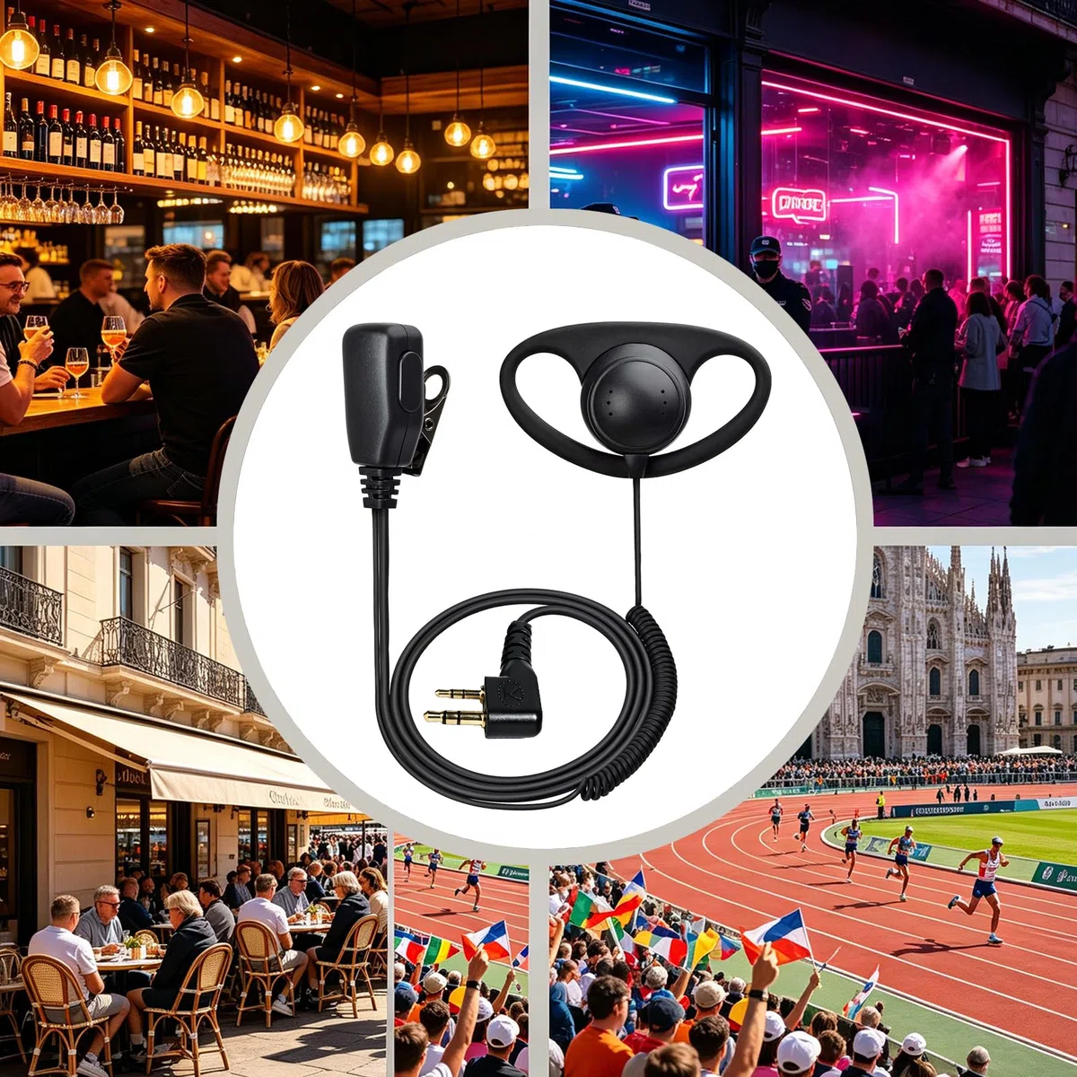 HYS Auriculares en Forma de D con micrófono PTT Compatible con Baofeng UV-5R UV-82 BF-888S Kenwood Quansheng UV-K5 K6 Wouxun Walkie Talkie (10)