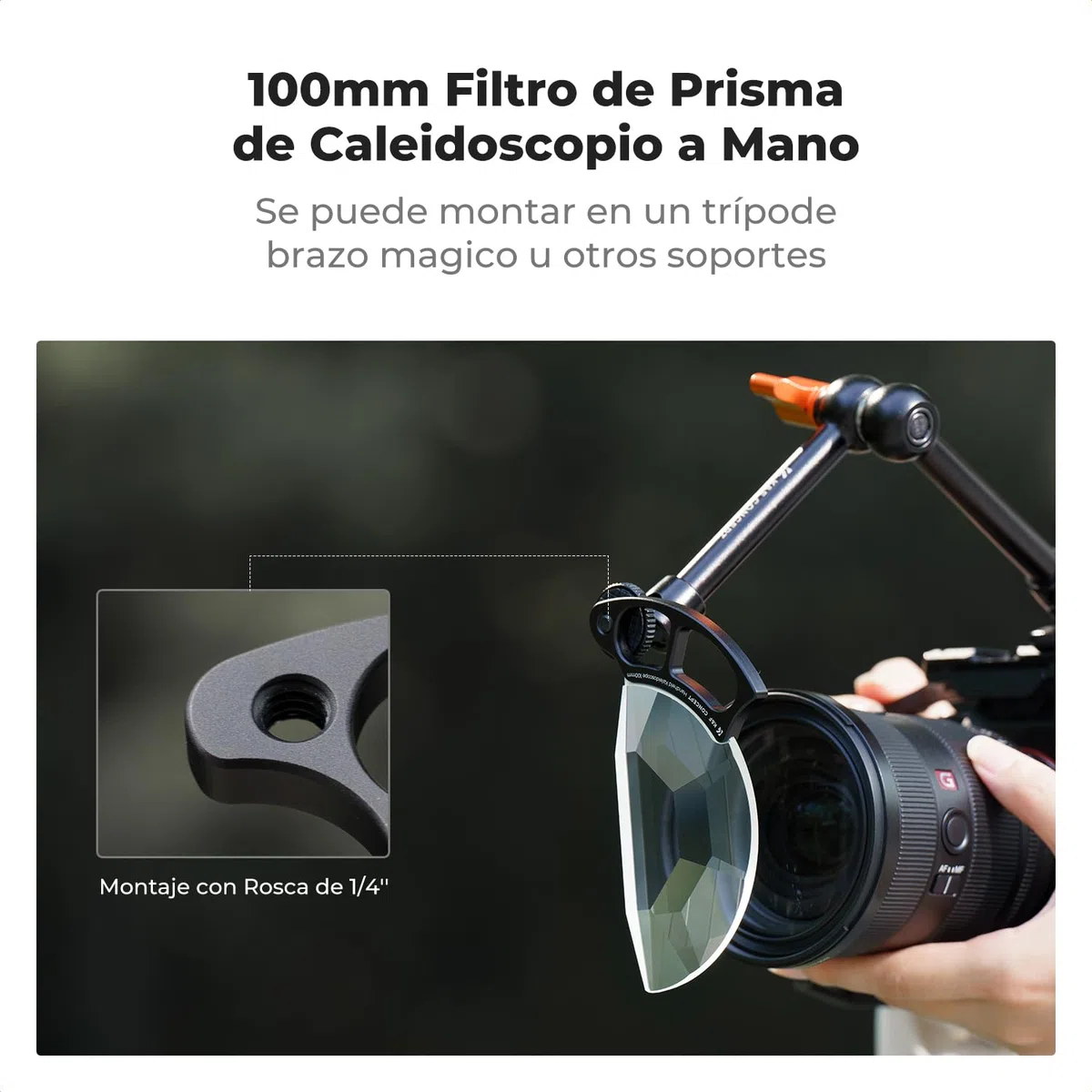 K&F CONCEPT Nano-Basic Filtro de Lente de Prisma de Caleidoscopio Semicírculo,100mm Filtro de Efecto Prisma Caleidoscopio Semicírculo de Vidrio Óptico con 3 Paños de Limpieza
