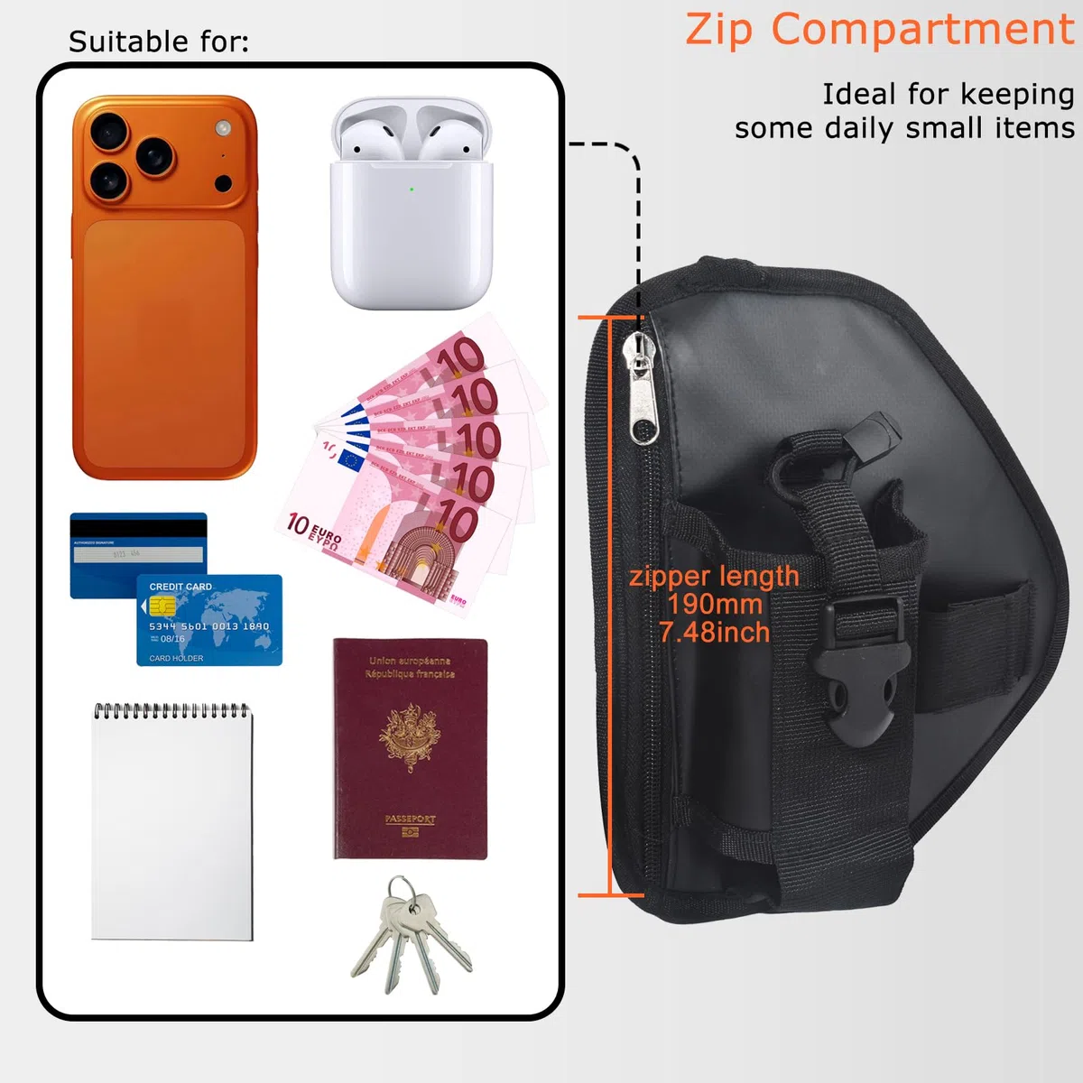 Funda Torácico para Radiotransmisor, Bolsa Multifuncional con Correa Ajustable de Nylon, Compatible con Baofeng Motorola Kenwood Midland Radio (Negro)