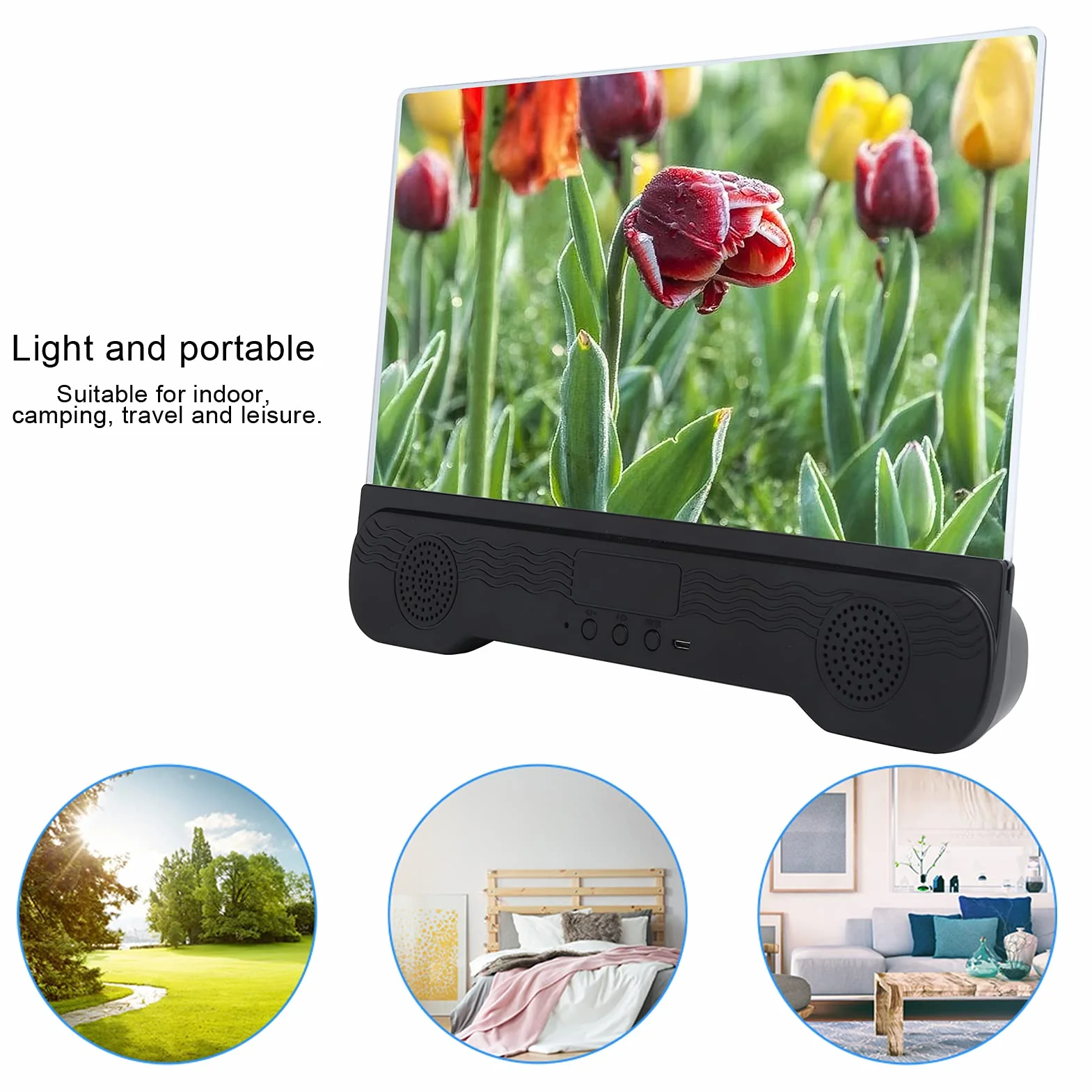 Denash Lupa de Pantalla de Teléfono de 14 Pulgadas, Tecnología óptica de Zoom HD con Altavoz, Material Antiluz Azul y Antideslumbrante, Soporte Ajustable para Teléfonos Inteligentes