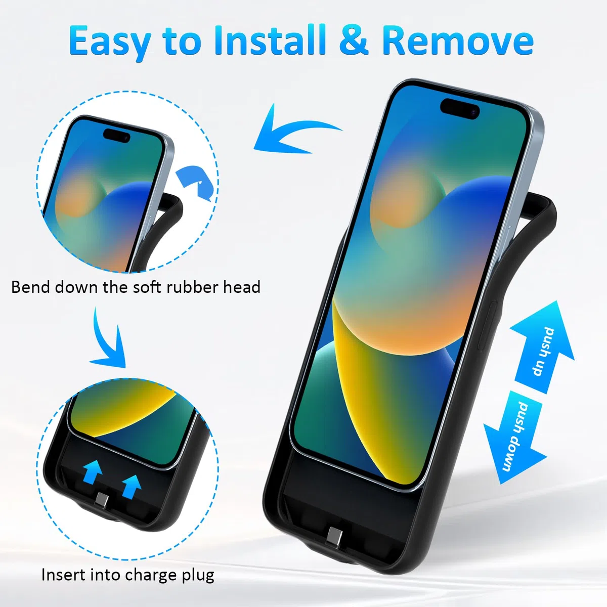 Funda de Batería para iPhone 16 (6.1"), Cargador Portátil de 8500mAh, Funda Ultrafina de Batería Extendida, Cargador de Teléfono y Funda Protectora con Función de Carga para iPhone 16