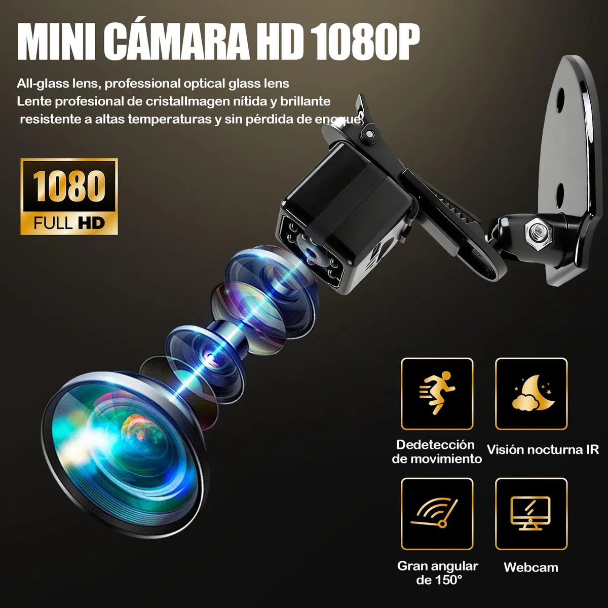 Mini Camara Espia, Cámara Oculta Camufladas Invisiable HD 1080P, Automática Visión Nocturna y Detección de Movimiento, Cargar Mientras graba,Graba en Bucle, Sin WiFi ni App, para Interiores/Exteriores