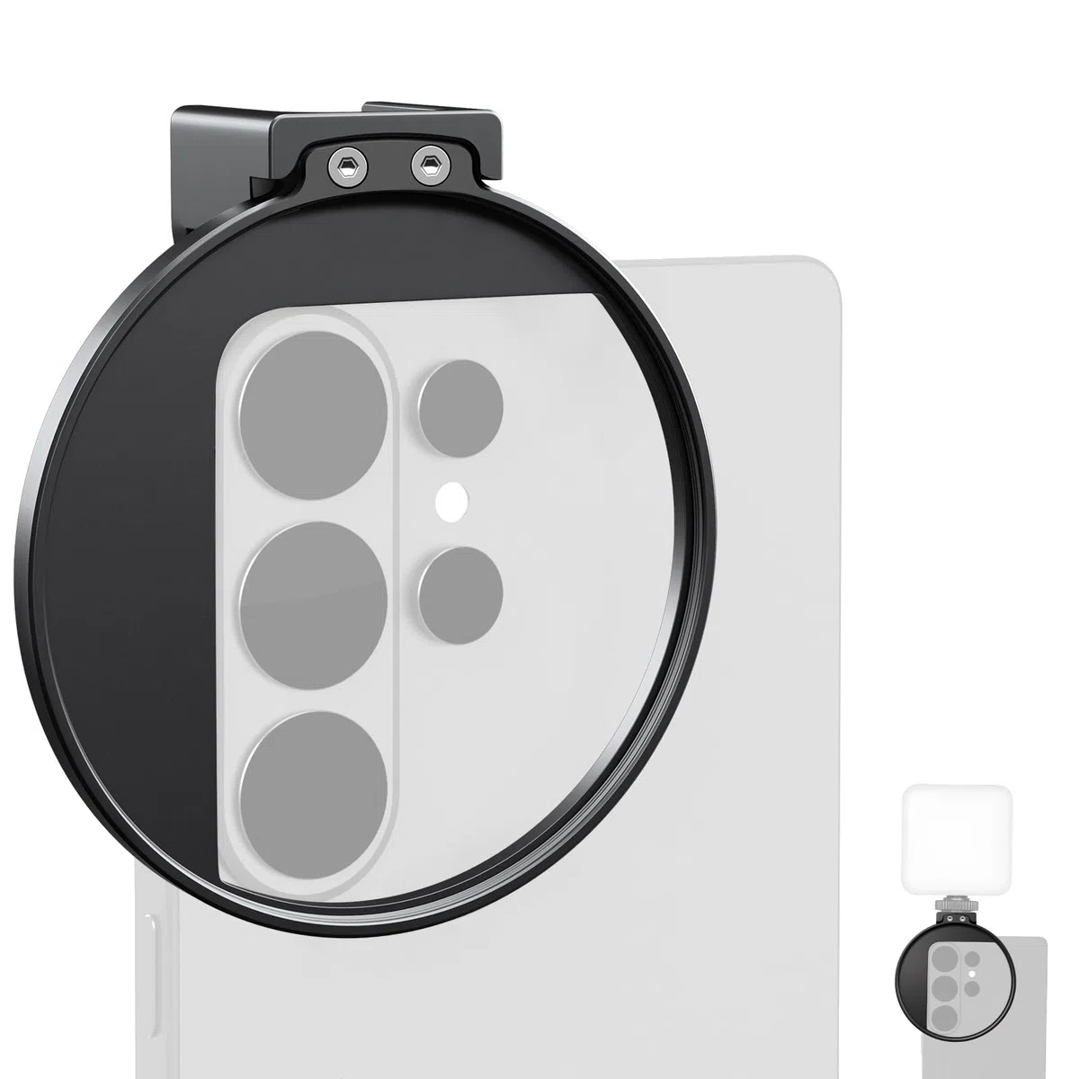 NEEWER 67mm Clip Filtro de Móvil, Abrazadera Filtro Objetivo Montura Zapata Fría, Accesorios Fotografía Celular Compatible con iPhone 17 Pro MAX 16 Pro MAX Air 17e 16e Android Samsung S26 Ultra,LA009