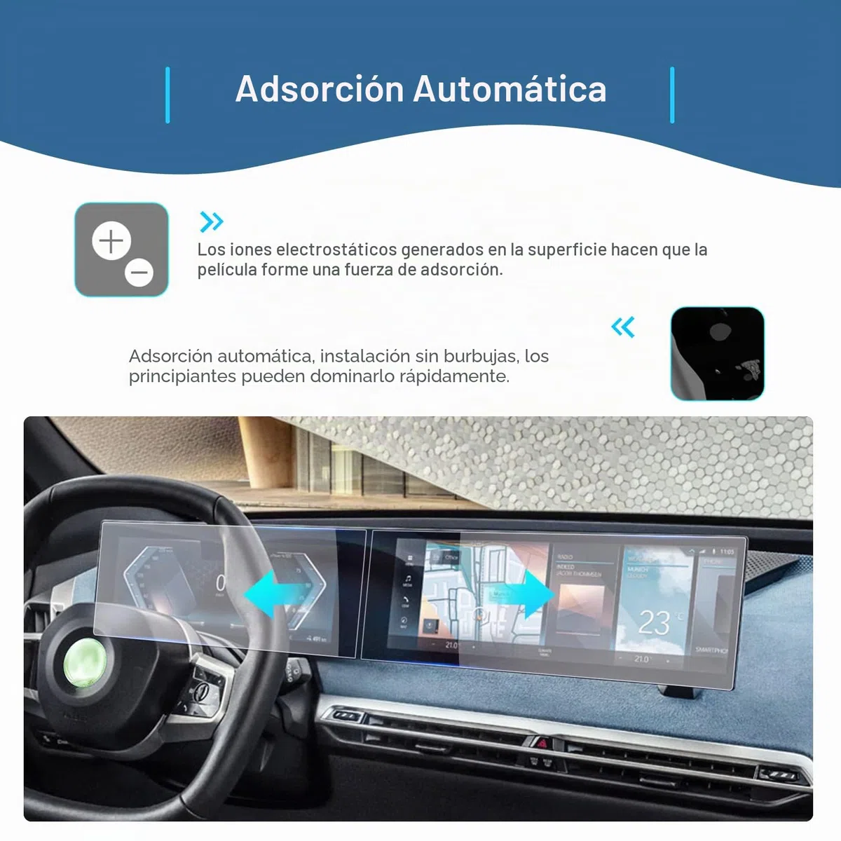 GAFAT [4 Piezas] Compatible con BMW i3 i4 i5 i7 iX X5 X6 X7 XM iDrive 8 2022 2023 2024 Protector de Pantalla, Nano Pantalla para 12,3" Navigation + 14,9" Cockpit, Antigolpes, 6H Antiarañazos