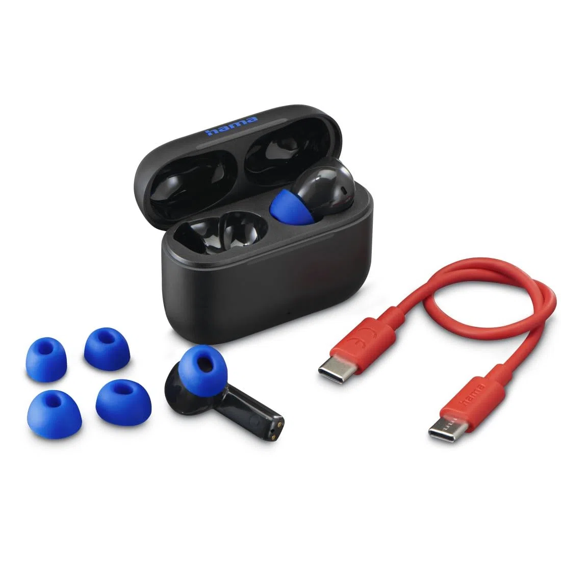 Hama | Auriculares inalámbricos Bluetooth (Auriculares con cancelación Activa de Ruido, hasta 5h sin ANC y 4H con AMC de música, Auriculares con micrófono, Cascos inalámbricos Carga rápida) Negro