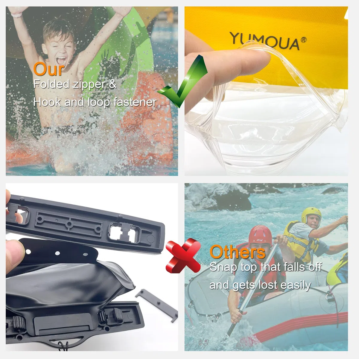 YUMQUA Paquete de 2 bolsas impermeables grandes para teléfono móvil, IPX8, bolsa impermeable compatible con iPhone 14, 13, 12, 11 Pro Max/8 Plus, Galaxy S23 Ultra, S22, S20+, Pixel 4 XL, hasta 7,5