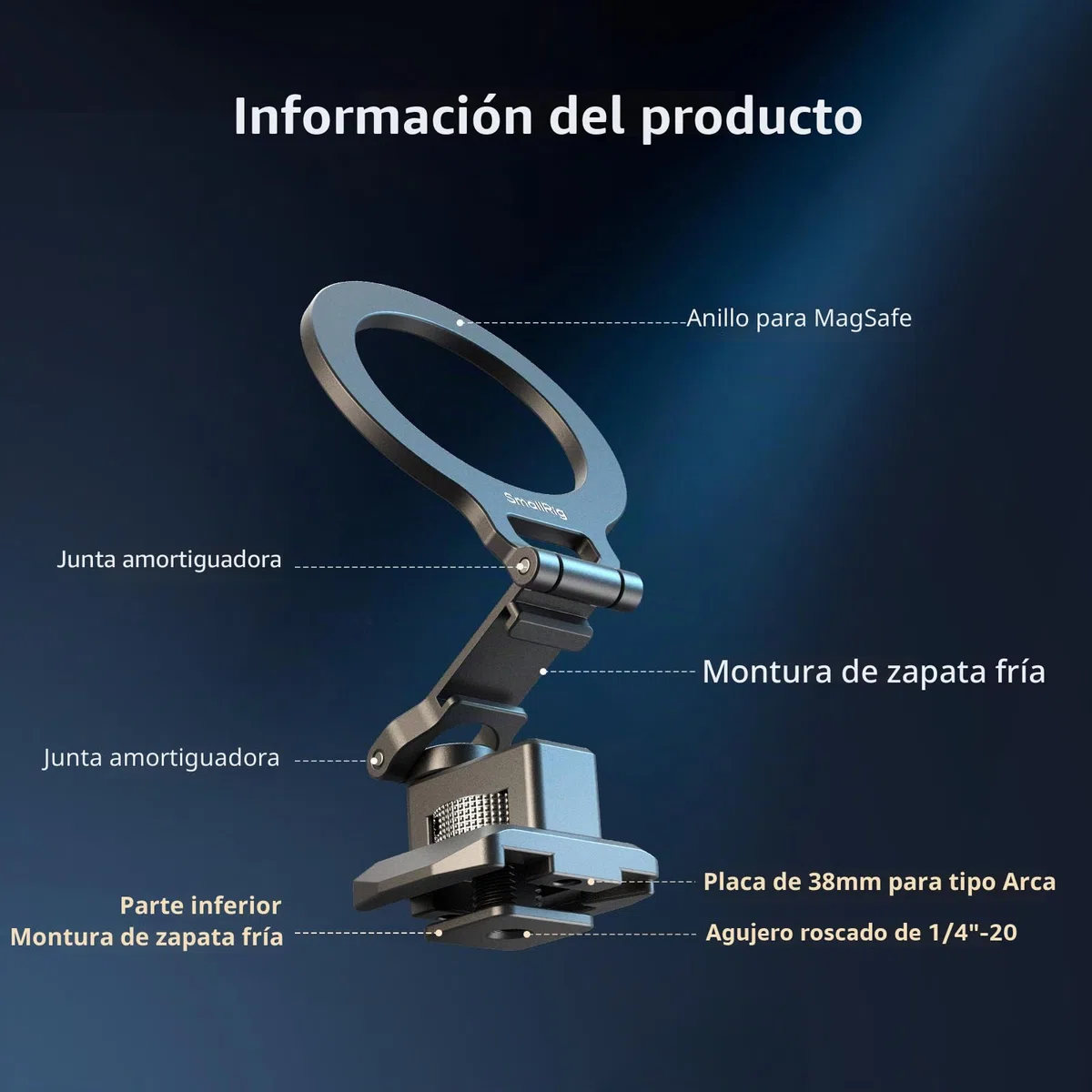 SMALLRIG Soporte de metal para teléfono móvil con placa base para Arca Standard compatible con DJI RS 4 Mini, soporte para teléfono móvil con zapata de accesorios, soporte de trípode para iPhone 17/16
