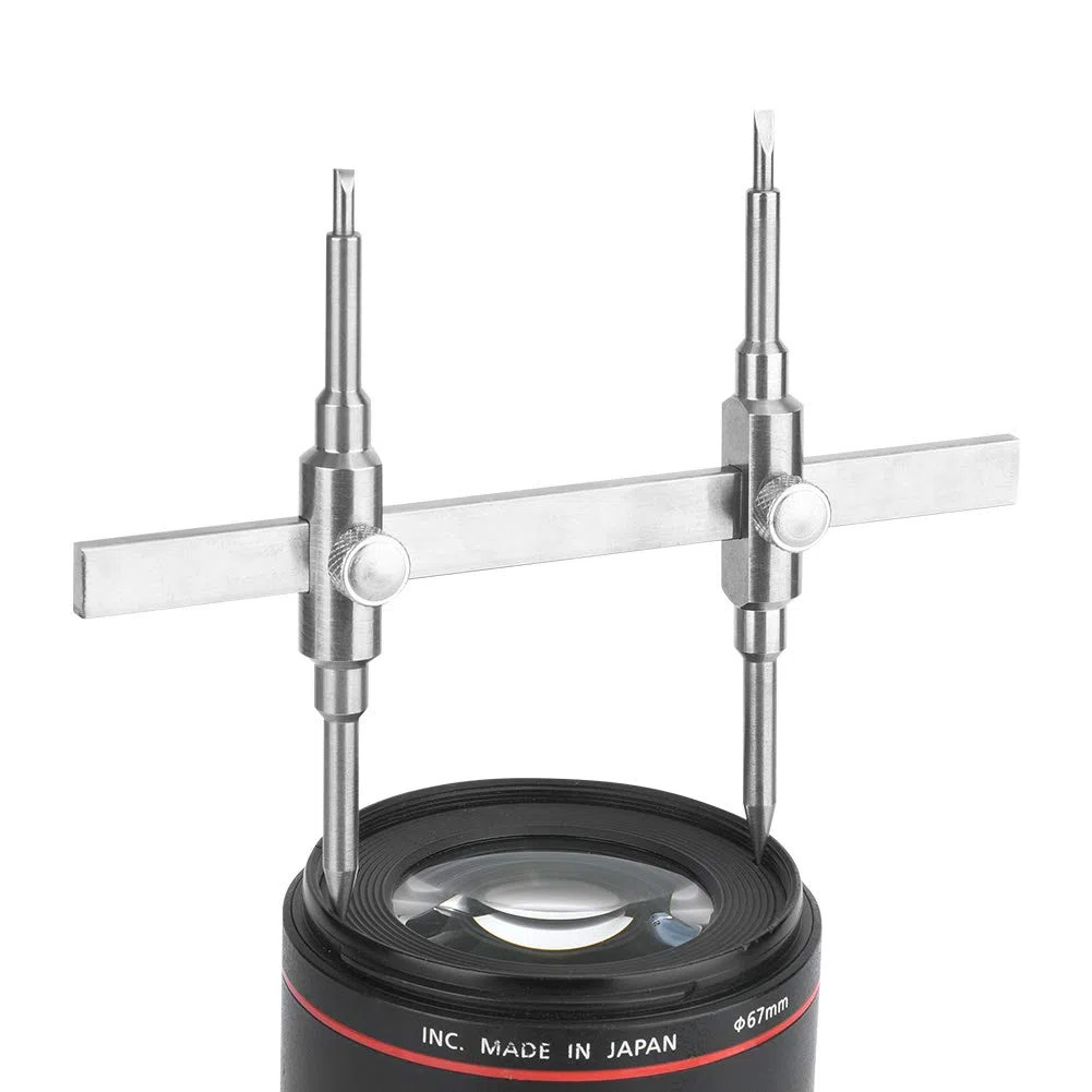 Juego de herramientas para abrir lentes, desmontable para lentes de 10-130 mm, llave de reparación de lentes de cámara de doble punta de acero inoxidable, llave de mantenimiento, sólida, duradera y re