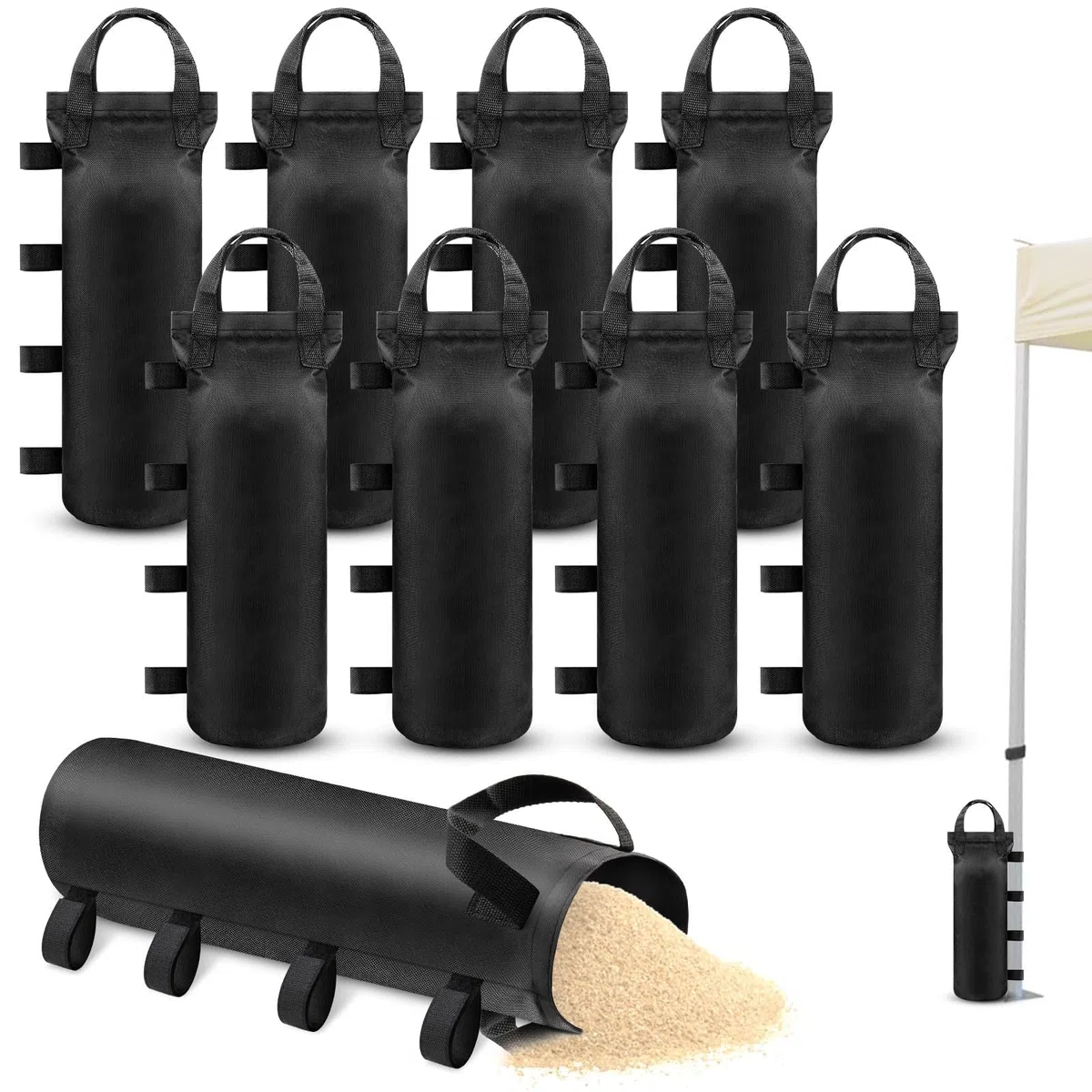 Pesos para Carpas 8 Piezas Bolsa Arena Contrapeso 50x20 cm Sacos de Arena Tejido Oxford Sacos de Arena para Pabellón Rellenable Pesos para Saco de Arena para Pabellones Tiendas Marquesinas