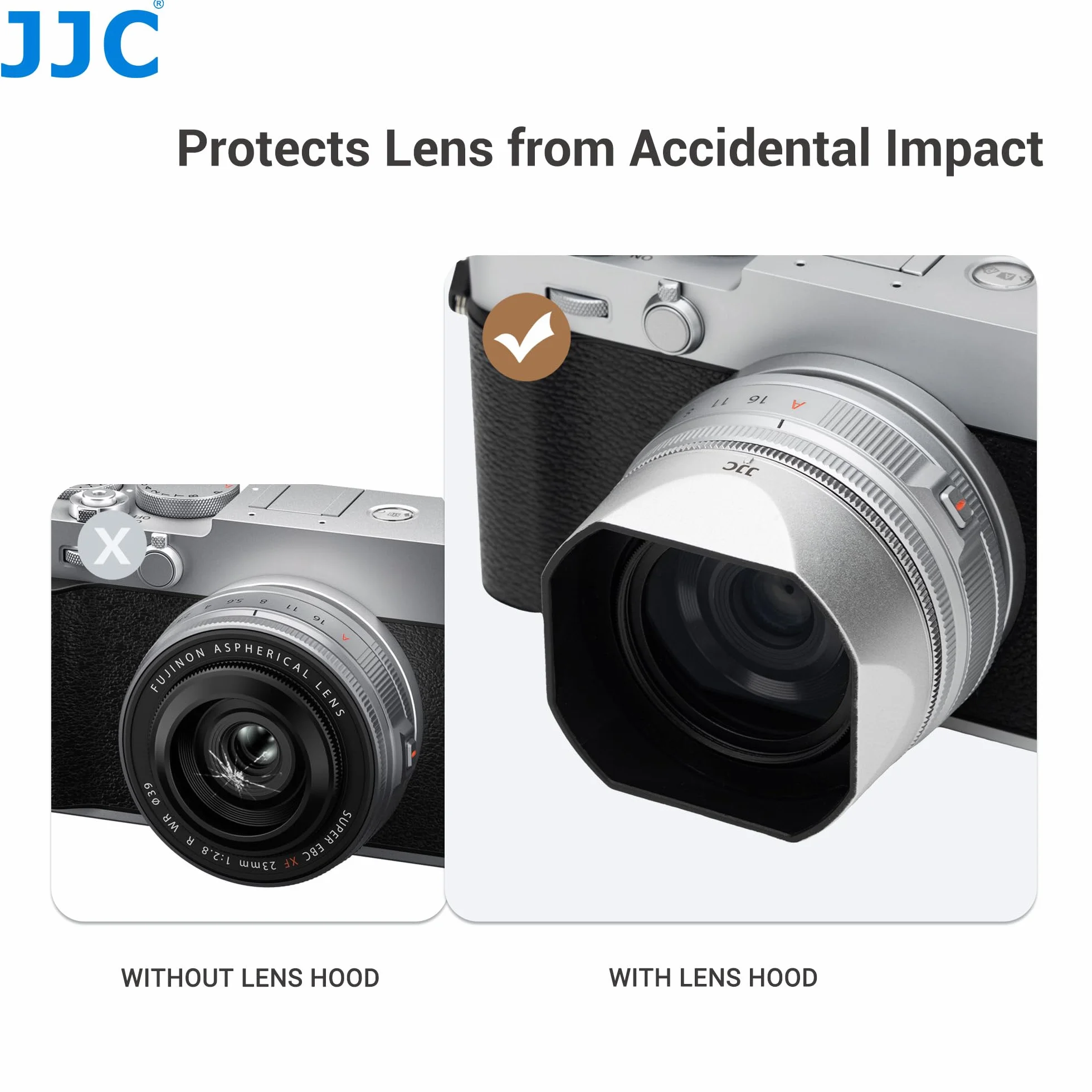 JJC Parasol para X-E5 con anillo adaptador magnético compatible con Fujifilm XF de 23 mm F2.8 R WR, XF 27 mm F2.8 R WR, XF27 mm F/2.8 lente, se adapta a filtro de 1.49 pulgadas y tapa de lente