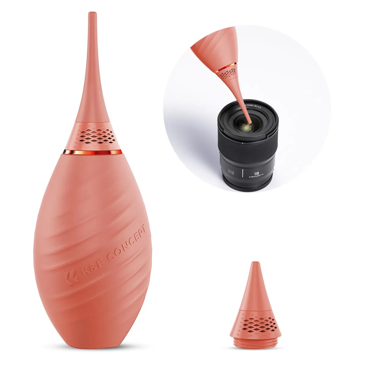 K&F CONCEPT Limpiador de Aire a Presión para cámaras para la Limpieza de Lentes, Camara Lentes Sensores DSLR, Gafas, Dos con Boquilla Larga y Boquilla Corta, Rosa