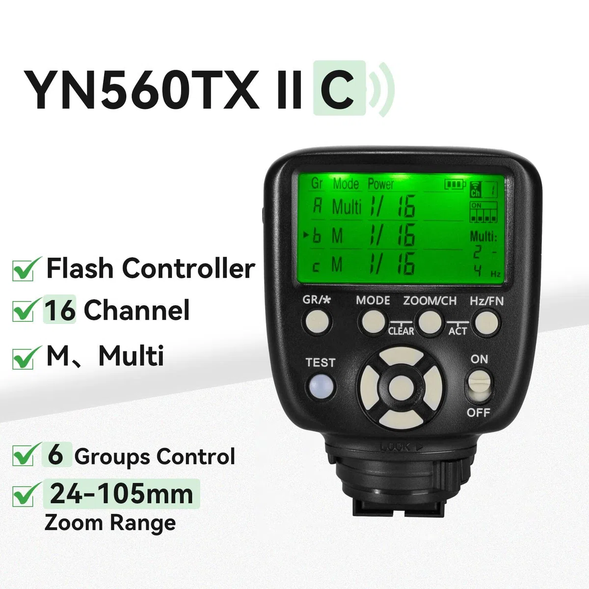 Yongnuo Upgraded YN560-TX II LCD Disparador de Flash Mando a Distancia para Canon y YN560IV/III yn660 con función de Despertador para Canon cámaras