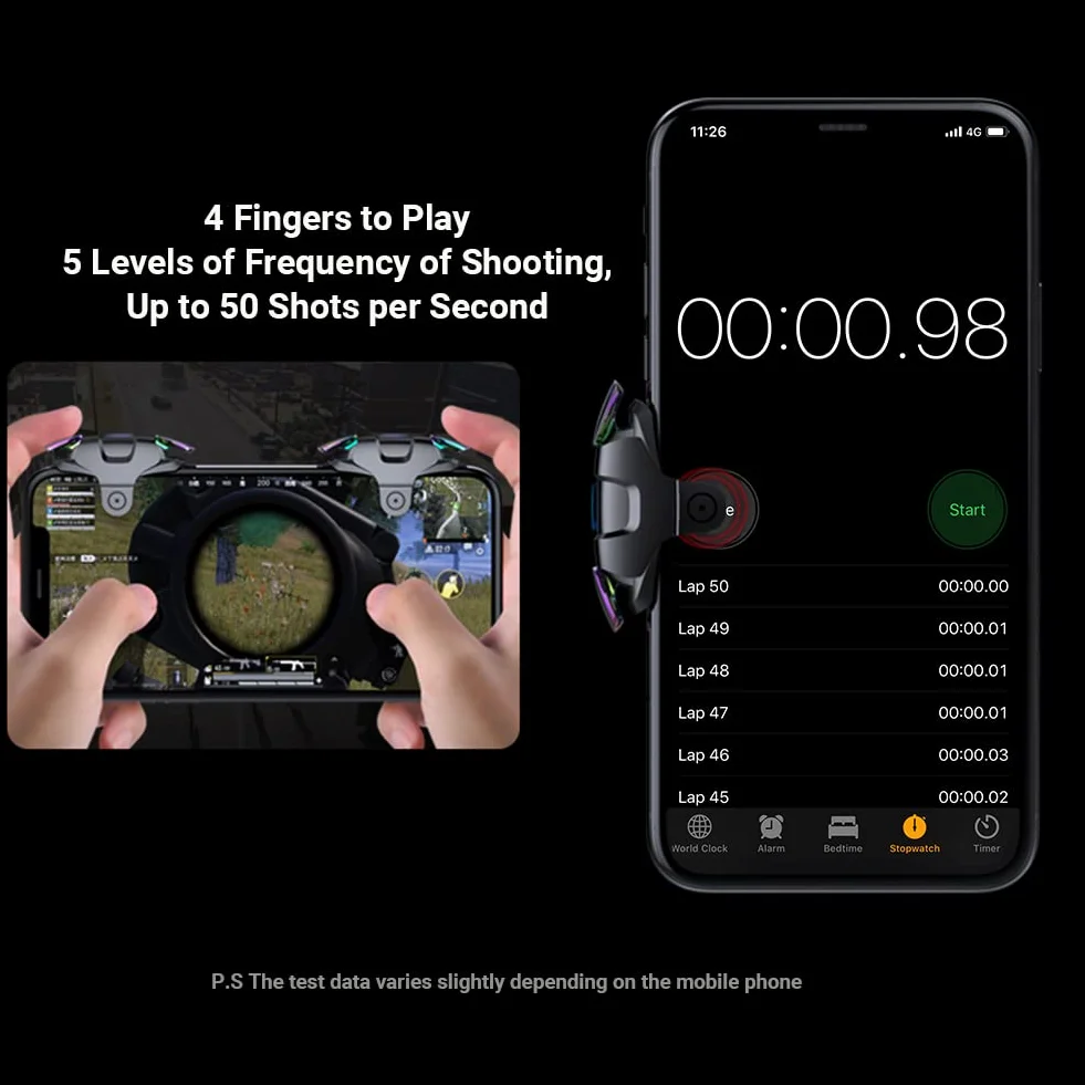 Gatillos para Call of Duty PUBG Movil Rapid-Fire Tiro Rapido 5 niveles, L1R1 Trigger Mobile Phone Game Controller Disparadores para Teléfonos Android y iOS
