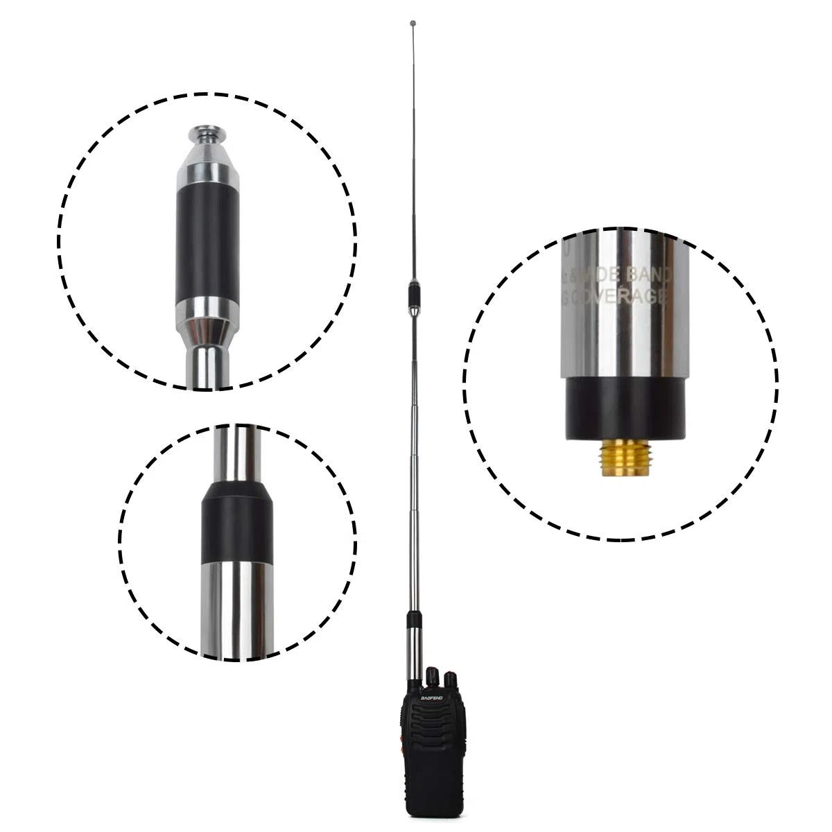 TWAYRDIO SMA Antena telescópica Femenina 2m 70cm Radio de jamón de Mano VHF UHF Antena Extensible de Alta Ganancia TK-360 TK-370 TK-3200 Walkie Talkie