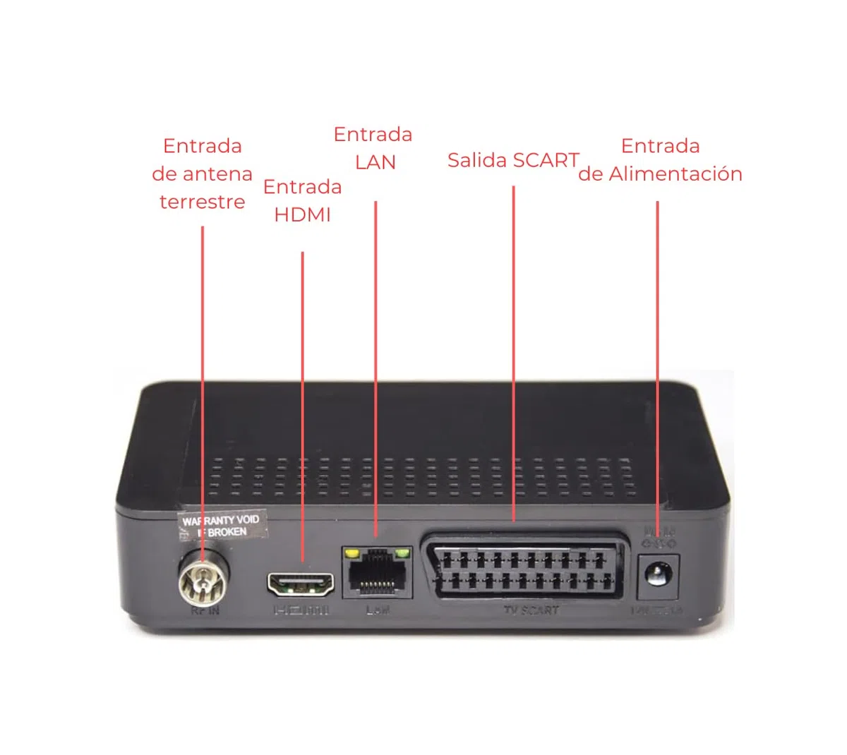 Receptor TDT HD DVB-T2 Digiquest G23 HEVC H.265 10bit Full HD FTA, Sintonizador TDT HD, DVB-T2, USB, HDMI, SCART, Ethernet LAN RJ-45, Mando a distancia adicional para personas mayores, Negro, Plástico