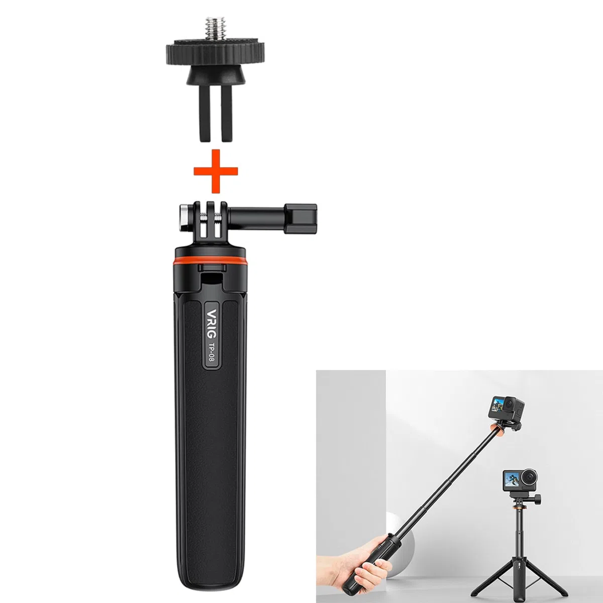 Palo Selfie Trípode Extensible para dji OSMO Pocket 3 / Action 4 Varilla de Extensión Ajustable de Longitud con Gimbal para Insta360 One X3 / X2 Soporte de Base de cámara de acción