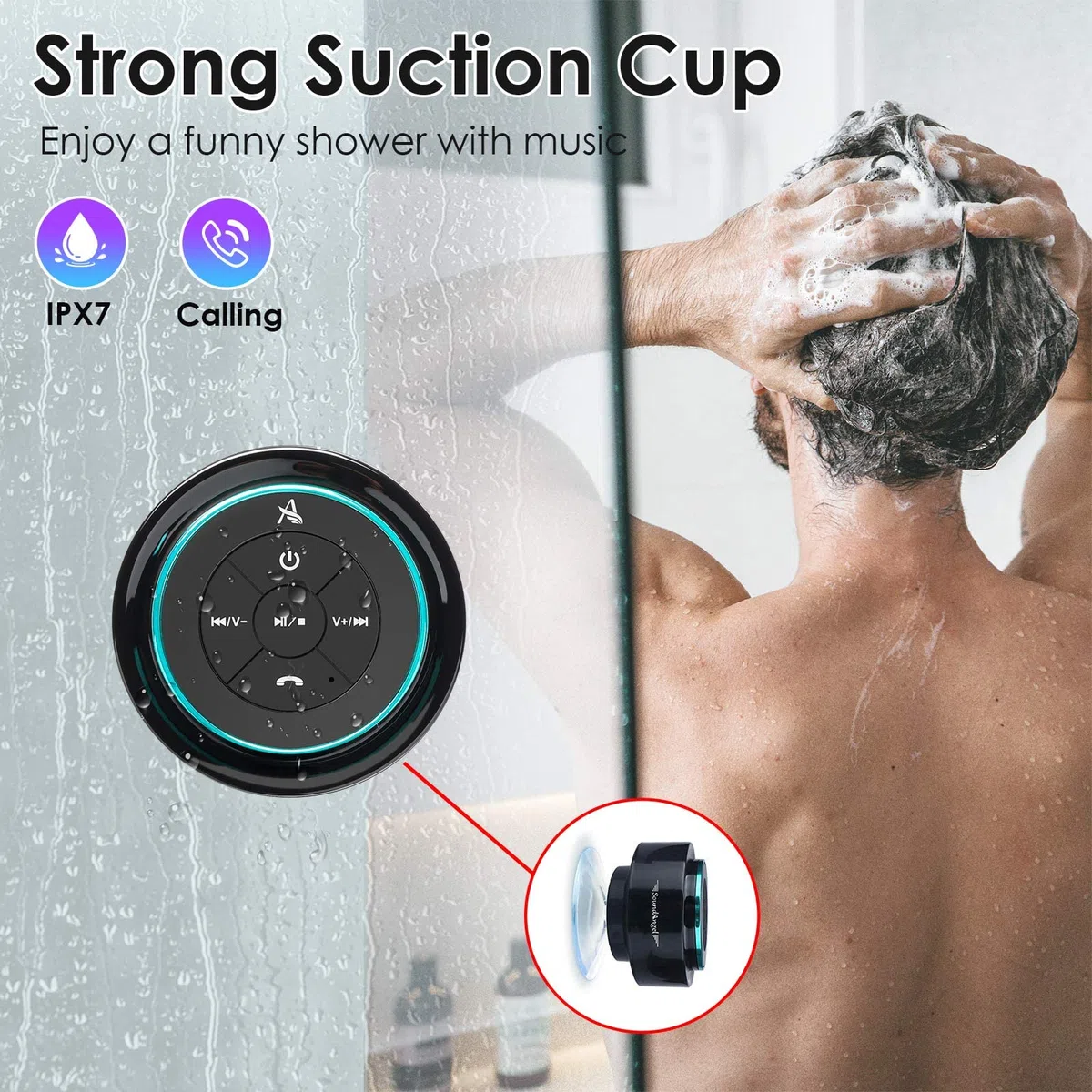 Xleader Versión Actualizada Altavoz de Ducha Bluetooth Certificación Hermética ipx7 Regalo Festivo para Niñas Niños Hombres Mujeres Niños Mini Altavoz Portátil 5w con Ventosas para Bathro
