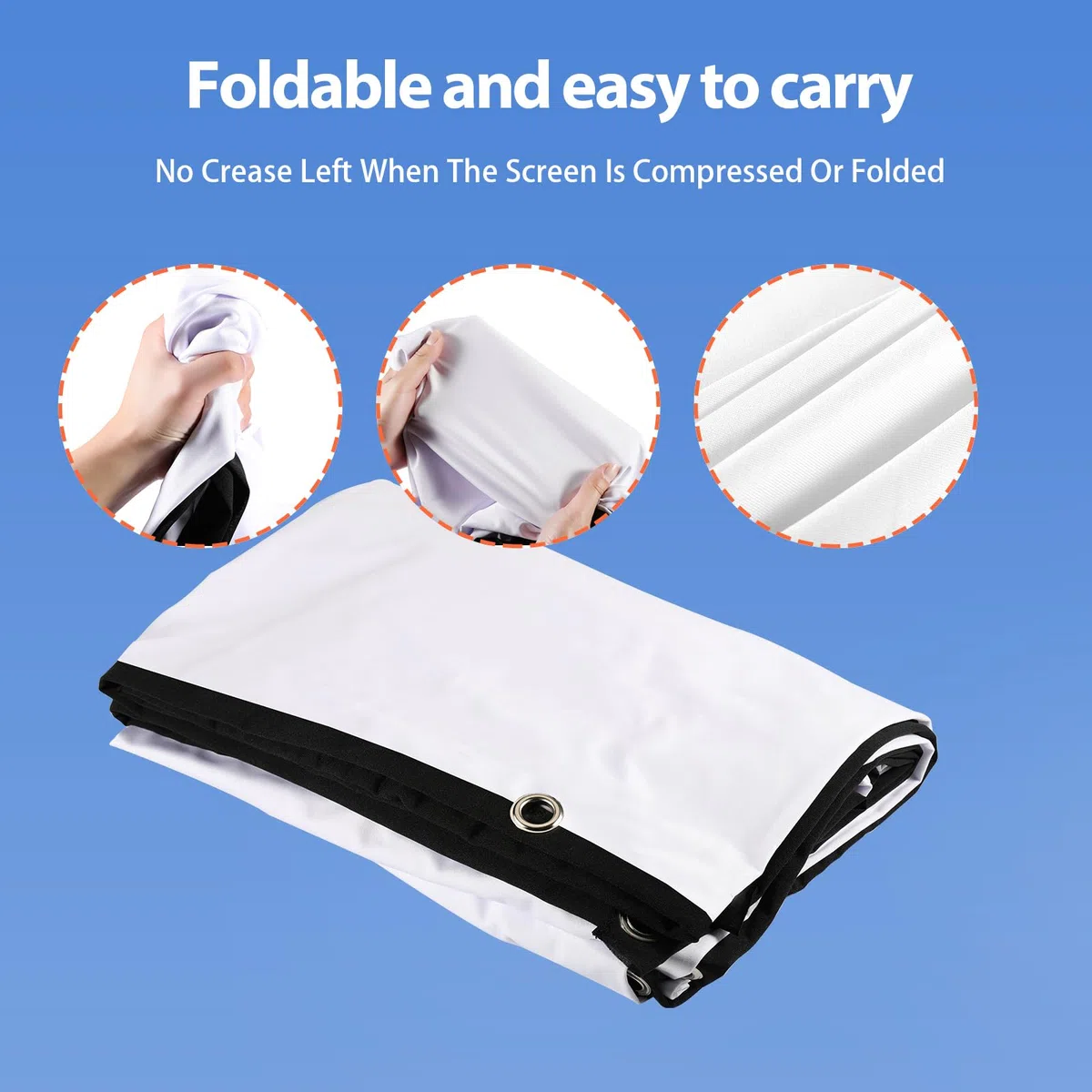 Docooler Pantalla de proyector HD portátil de 80 Pulgadas, Pantalla de proyección 16:9, Plegable, Duradera, montada en la Pared para películas al Aire Libre, Cine en casa y Oficina