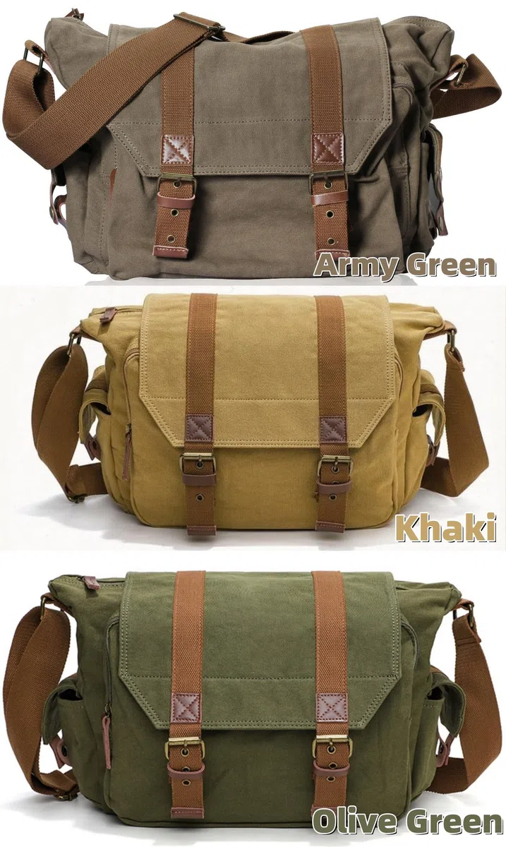 Bolsa Cámara Réflex Lona Bolsa Fotográfica Bandolera con Inserto Extraíble para Cámara DSLR Objetivos Estilo Vintage 34x13x27cm bg507 | Bolsa 2 en 1