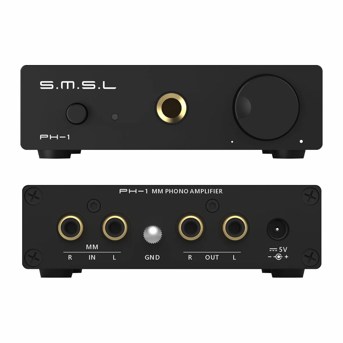 SMSL PH-1 MM Preamplificador de fono para tocadiscos, salida RCA/auriculares 6,35 mm, preamplificador de audio doméstico