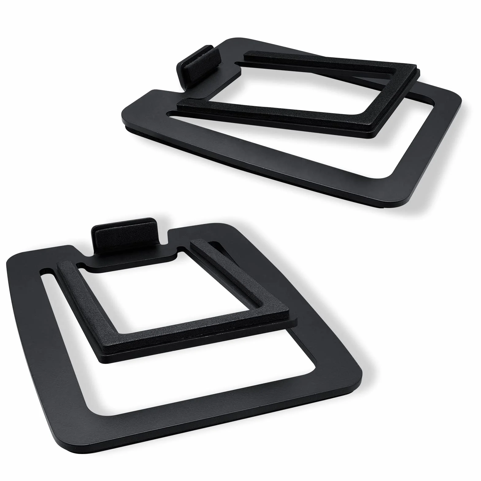 Sanyun SW601 Soportes para Altavoces de Escritorio Inclinados 15° para Altavoces Compactos de 2''-3'' para PC, Estantería o Monitor, Base de Acero y Almohadilla de Espuma Amortiguadora (Par, Negro)