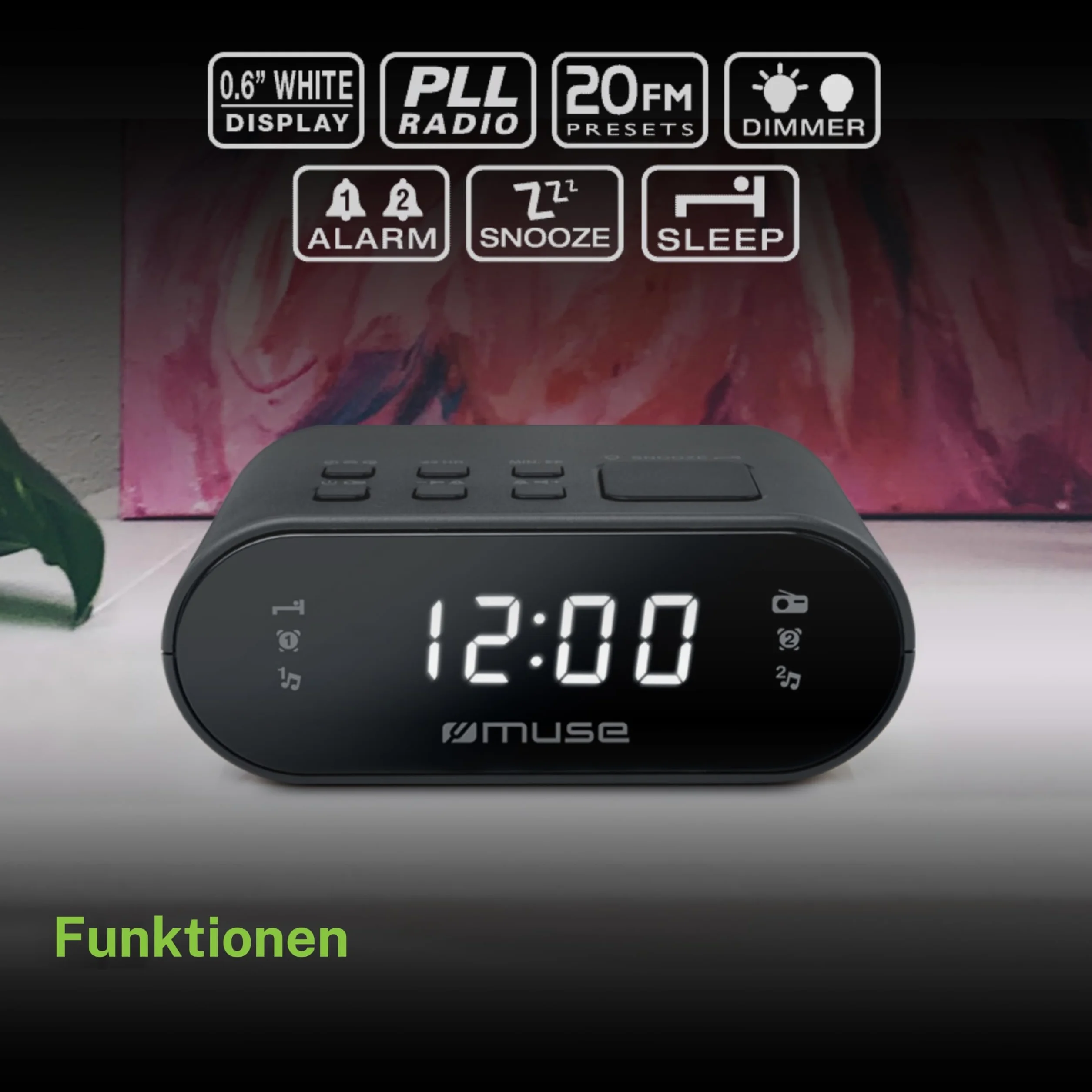 Muse M-10CR - Radio despertador FM, color gris
