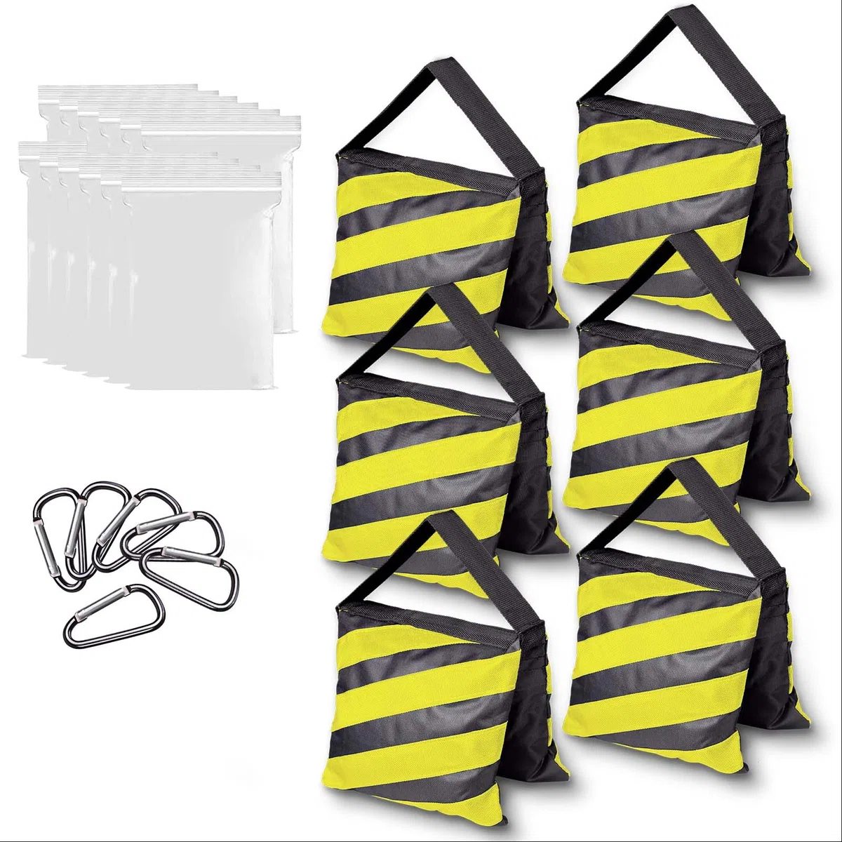 EMART 6 Pcs Bolsas de Arena Resistente para Estudio de Fotografía y Video, Trípode, Jardín - Amarillo/Negro