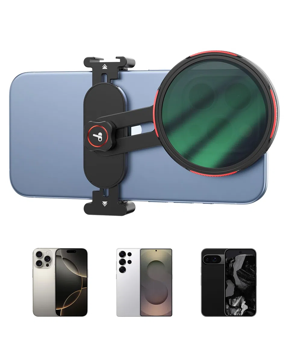 TELESIN 67mm Soporte Universal para Filtros de Teléfono, Clip-On portafiltros w Zapata fría y 1/4" Rosca para Clip de teléfono, Ligero para Viajes y Vlogging, para iPhone/Android, Pixel y más