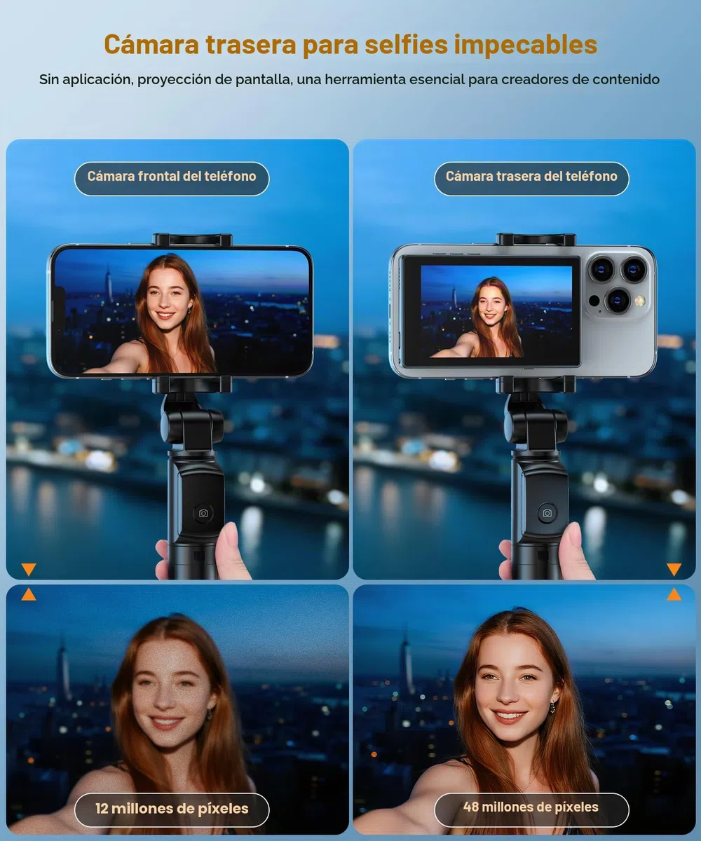Monitor de teléfono para vlog y selfie, Axrye 1080P inalámbrico con cámara trasera de fijación magnética, altavoz incorporado y control remoto compatible con iOS, Android, YouTube, TikTok