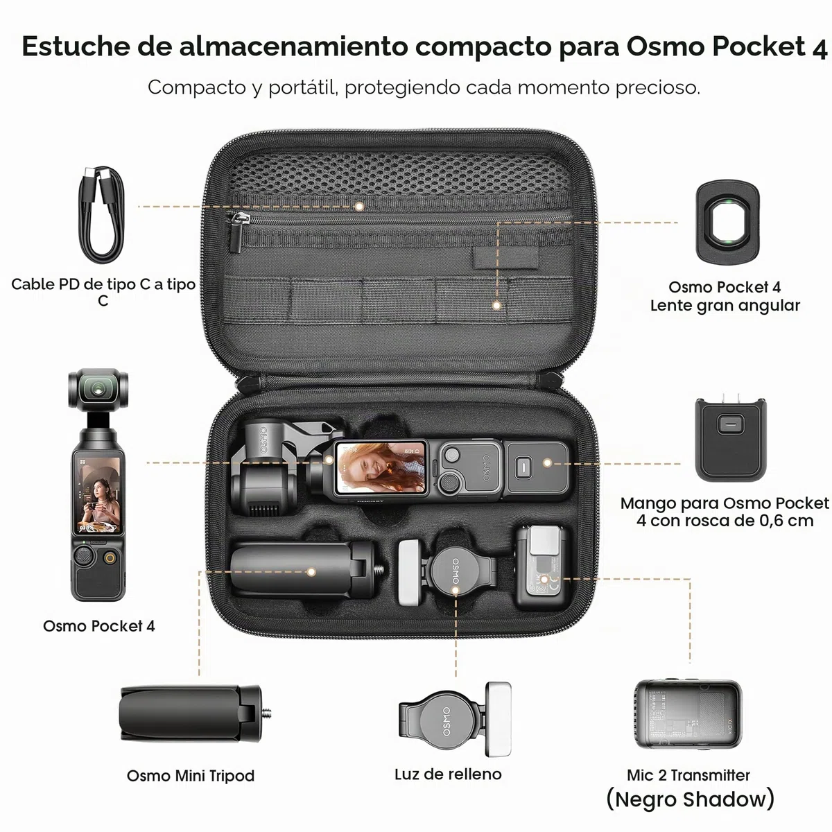 STARTRC PHOTO Bolsa para dji Osmo Pocket 4, Estuche Protector PU Portátil para dji Pocket 4 Creator Combo Accesorio, Ideal para Vlogging, Viajes y Filmación Outdoor