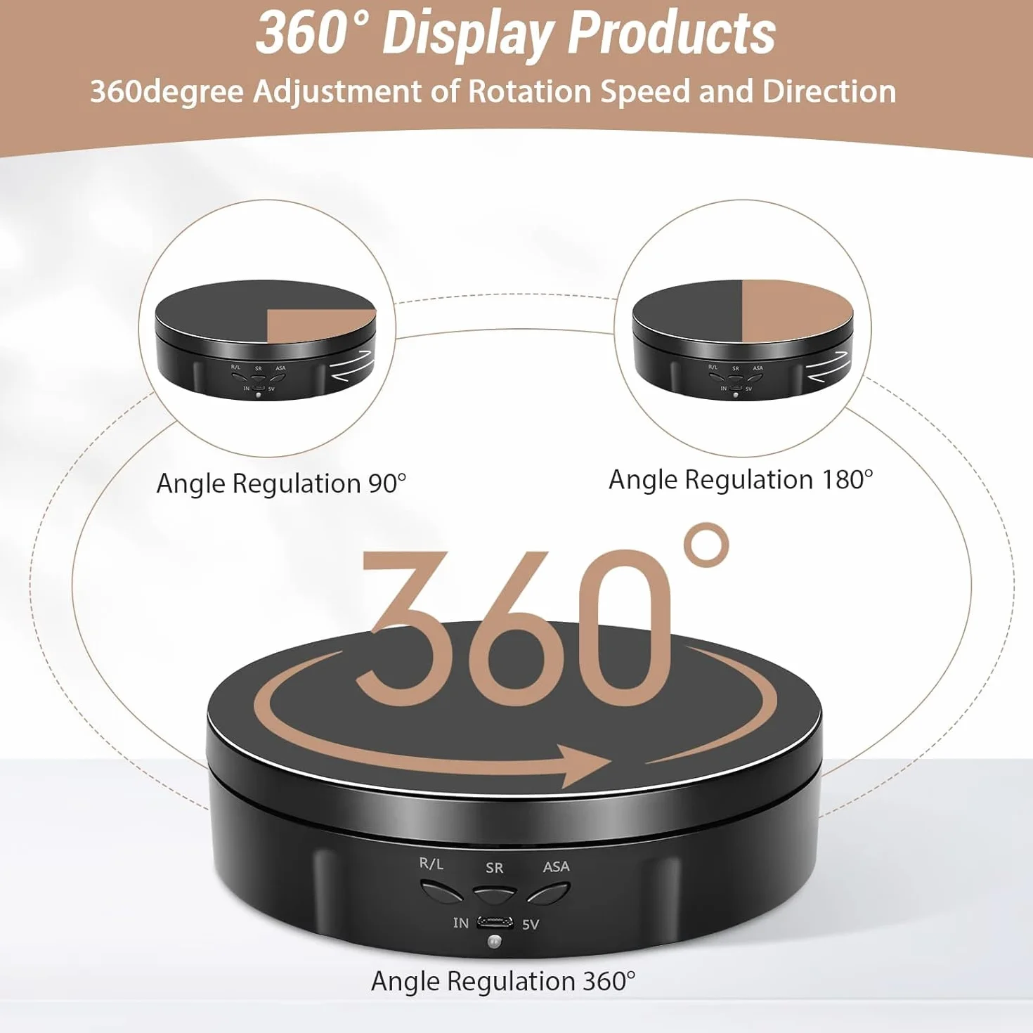 Base Giratoria Eléctrica Recargable, 360° Plataforma Rotatoria Profesional 14,6cm 10kg con Mando a Distancia Mesa Giratoria Eléctrica para Fotografía Automática