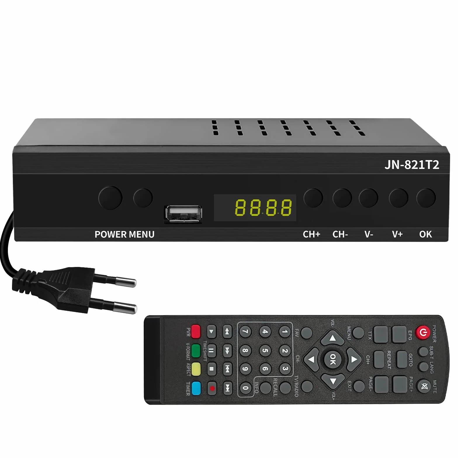 Decodificador Digital terrestre 2026 H.265 Hevc Main 10 bits, decodificador DVB-T2 Receptor Digital Terrestre TV SCART Full HD 1080p recibe Todos los Canales gratuitos, soporta Multimedia PVR