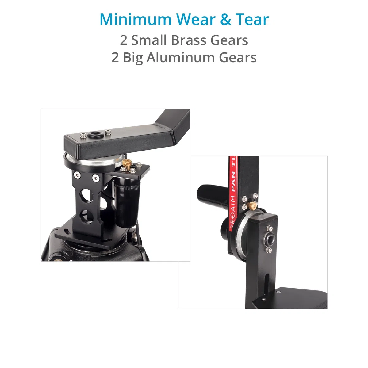 Cabezal PROAIM 2 Ejes 360° Pan-Tilt con Joystick 12V para jib, 7.5 kg | Cabezal de aluminio CNC con motores DC sin escobillas, 6–51°/s, control de amortiguación, cable de 15 m, altura máx. 26"