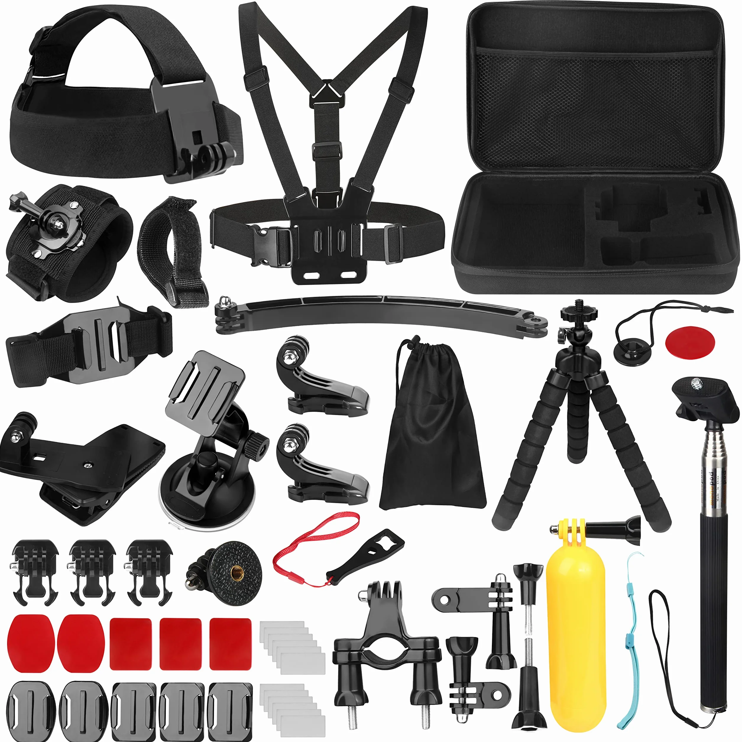 Kit de Accesorios para Cámara de Acción, Bonvvie 50-en-1 Kit de Accesorios para Cámara Deportiva Hero 13 12 11 10 9 8 Black, MAX/Fusion, Insta360, dji Osmo Action, Campark, SJCAM, REMALI