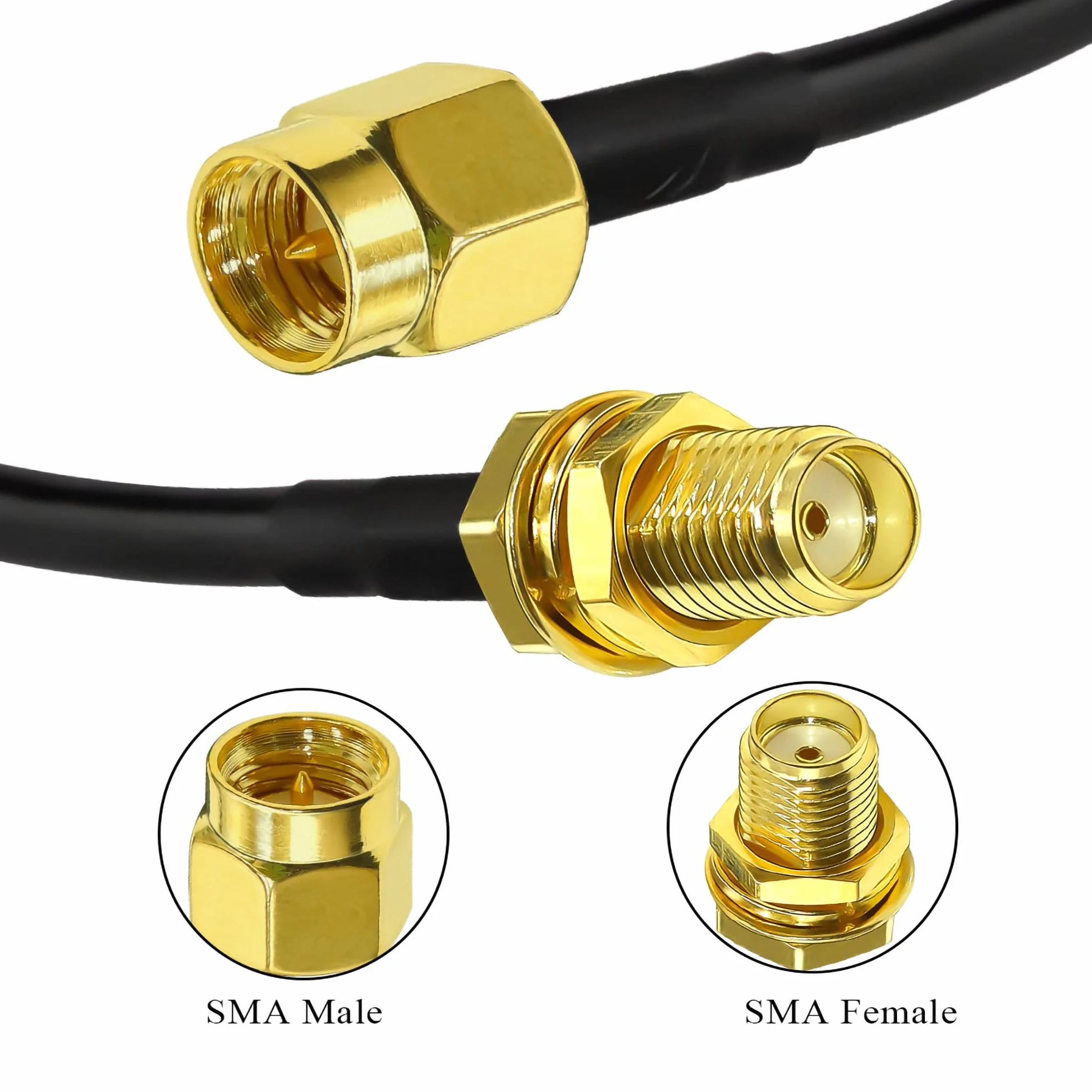 TUOLNK Cable de Extensión SMA RG58 32,8 Pies (10M) Coaxial Macho a Hembra 3G 4G LTE Antena WiFi LAN Inalámbrica RF Flexible de Baja Pérdida Radio CB