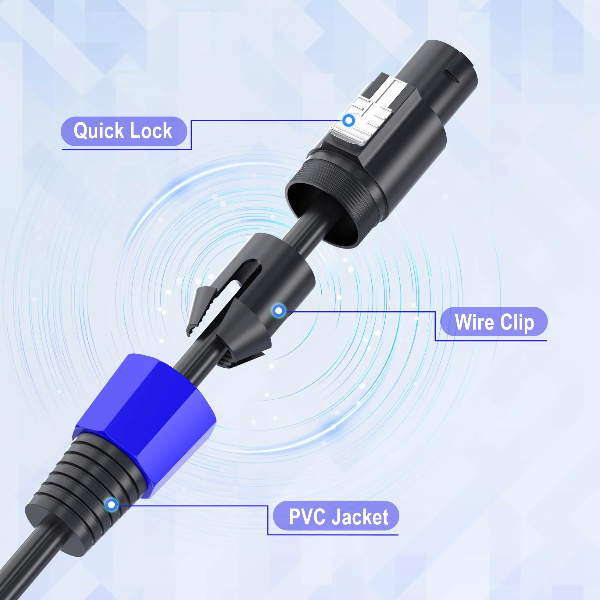 7M Speakon a 1/4" TS Cable de Altavoz con Twist Lock M-M 15 AWG para Amplificadores de Audio DJ/PA de Alta Potencia