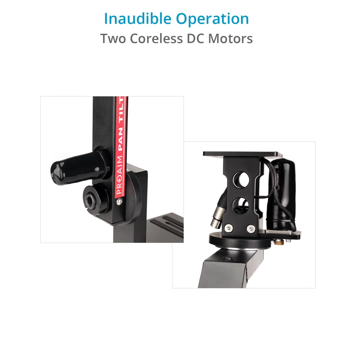 Cabezal PROAIM 2 Ejes 360° Pan-Tilt con Joystick 12V para jib, 7.5 kg | Cabezal de aluminio CNC con motores DC sin escobillas, 6–51°/s, control de amortiguación, cable de 15 m, altura máx. 26"