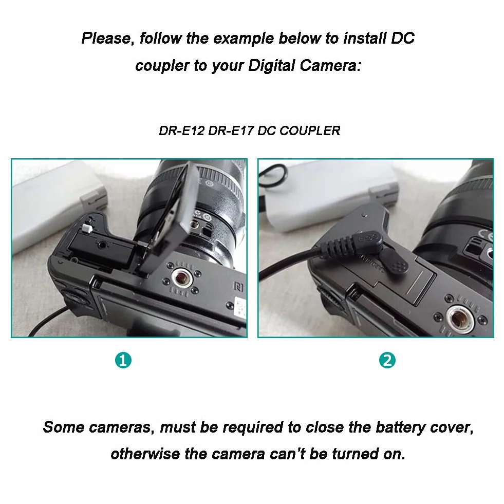 USB Línea De Conducción DC 8.4V ACK-E12 + DR-E12 LP-E12 Batería Virtual para Canon EOS M EOS M2 EOS M10 EOS M50 EOS M100 M200 Kiss M, Kiss M2 EOS M50 Mark II