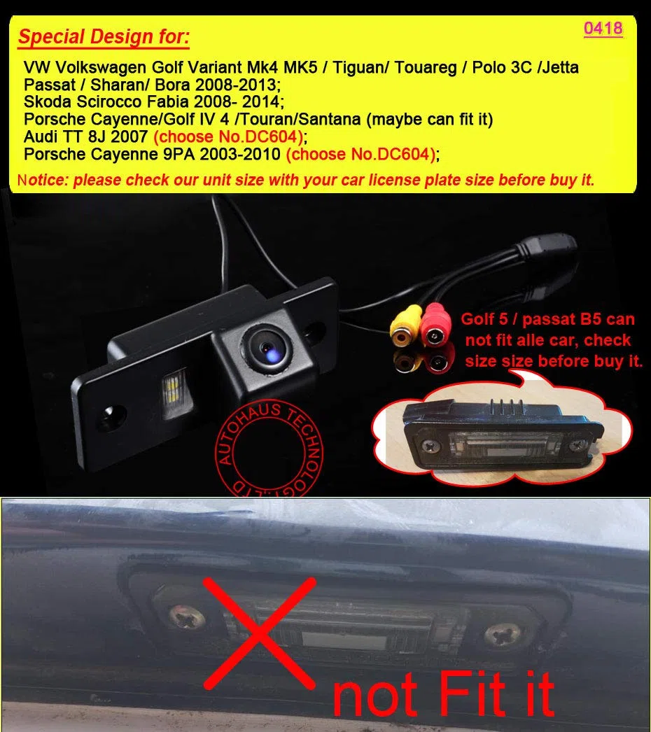 Coche Universal de Visión Trasera Cámara en luz de la matrícula CCD Chip Revertir Asistencia de Copia de Seguridad de la Cámara de Aparcamiento para VW Golf5 B5 Navi