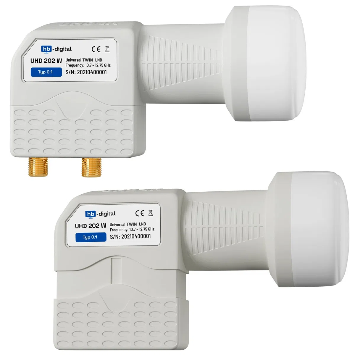 HB-Digital LNB LNC - Conector con contactos chapados en oro para cable de televisión de alta definición, para FULL HD TV 3D, extensible, incluye enchufe