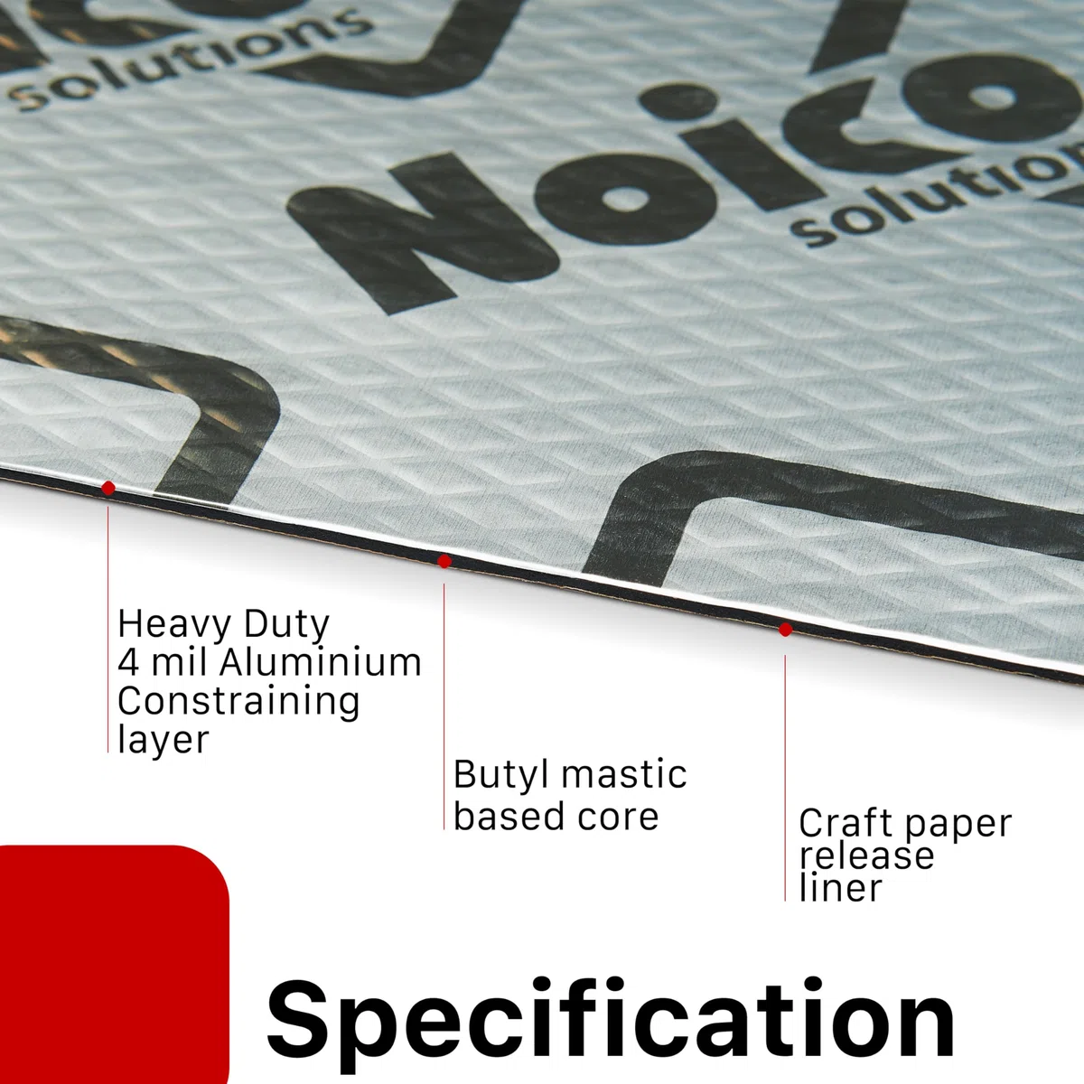 Placas insonorizantes Noico para automóviles, de 2 mm de grosor y 0,95 m2 de superficie, Aislamiento acústico de caucho butilo para coches, Aislamiento y amortiguamiento de ruidos