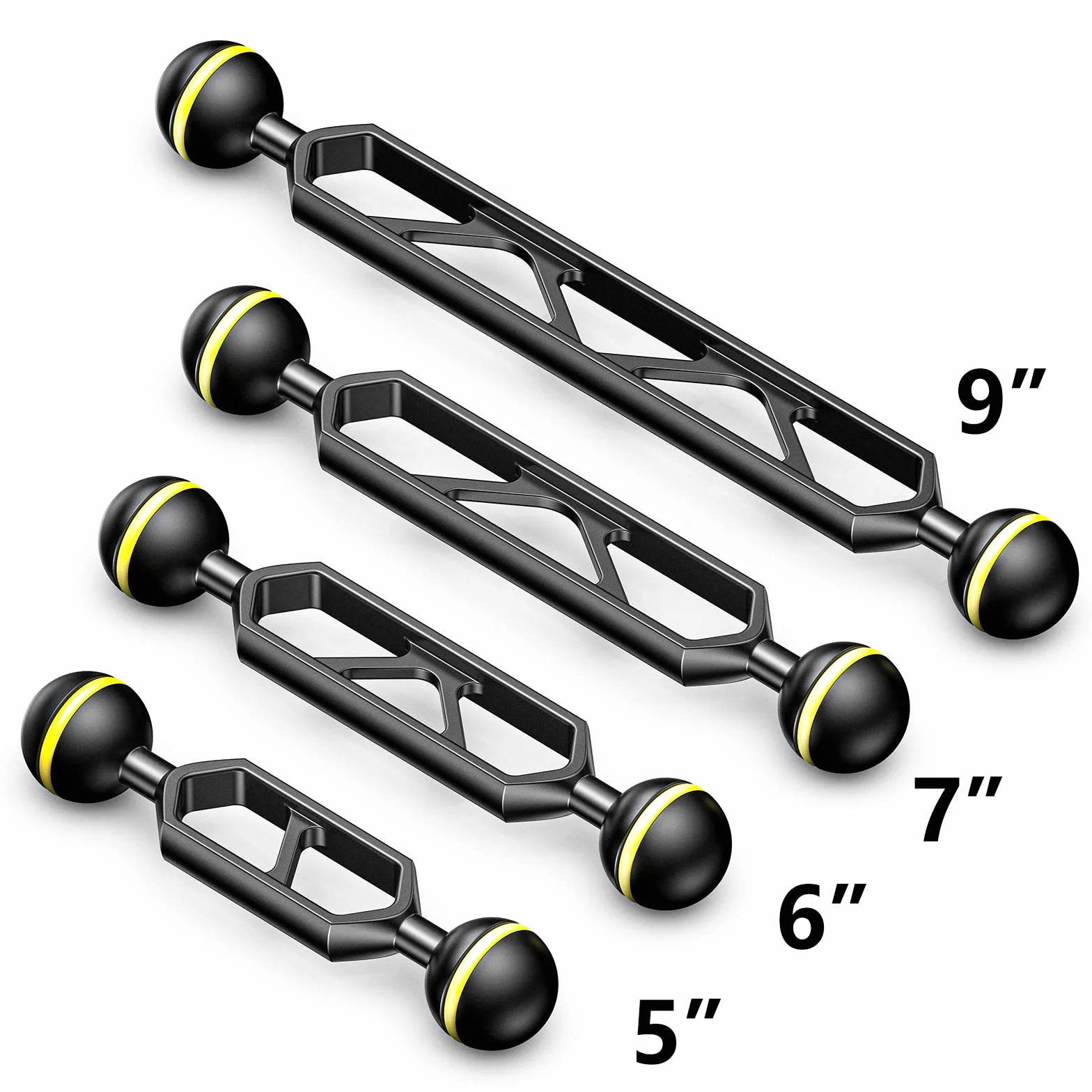Sea frogs 2 brazos esféricos de aluminio de doble bola de con cabezas de 1 pulgada para conectar luces estroboscópicas o de vídeo a la carcasa subacuática de la cámara (2 brazos 8 pulgadas (20,32 cm))
