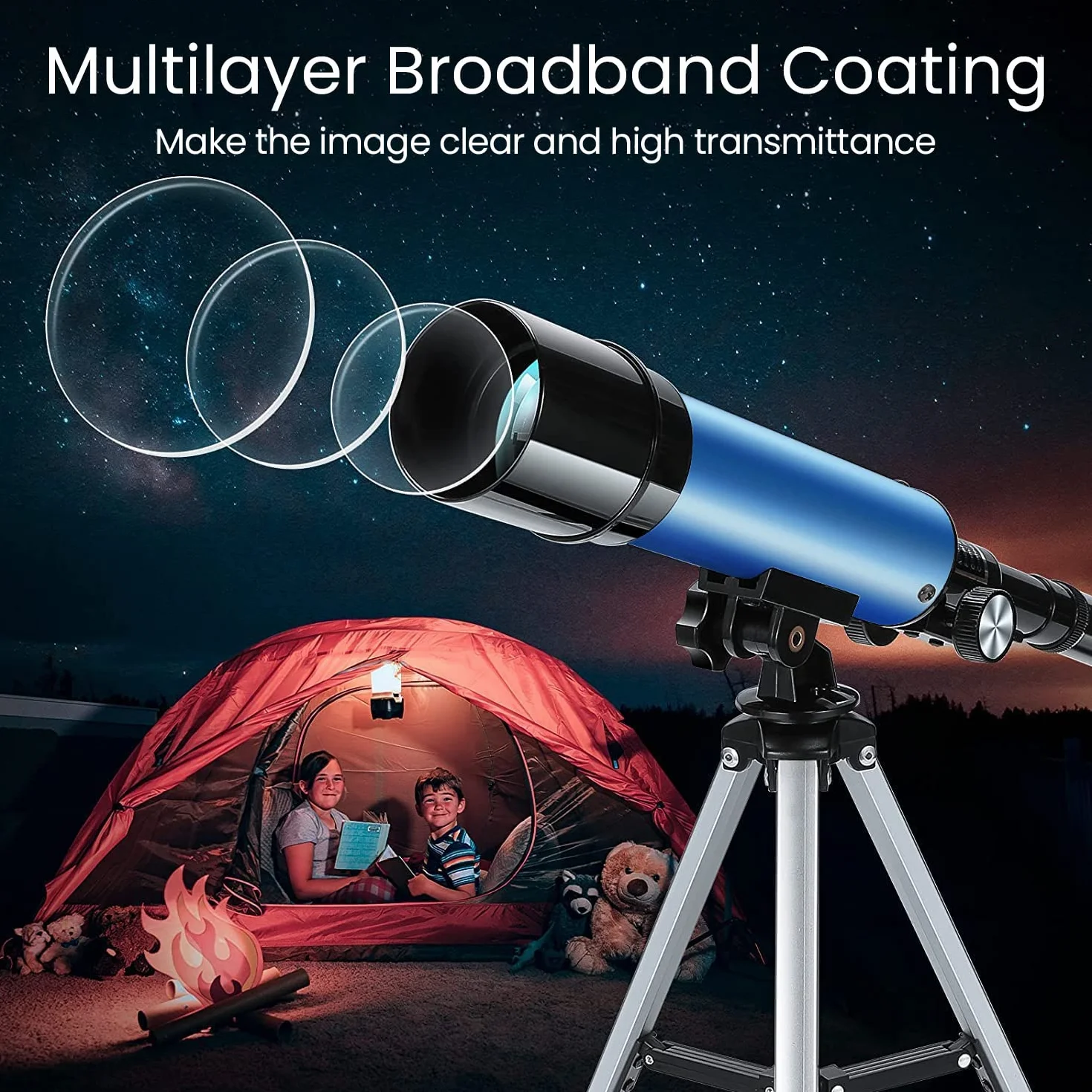 Telescope Astronómico Niño, Uverbon Telescopio para Astronomía Telescopio Zoom 90X HD Monocular Monocular Exterior con Trípode Ajustable para Niños Adulto Principiante