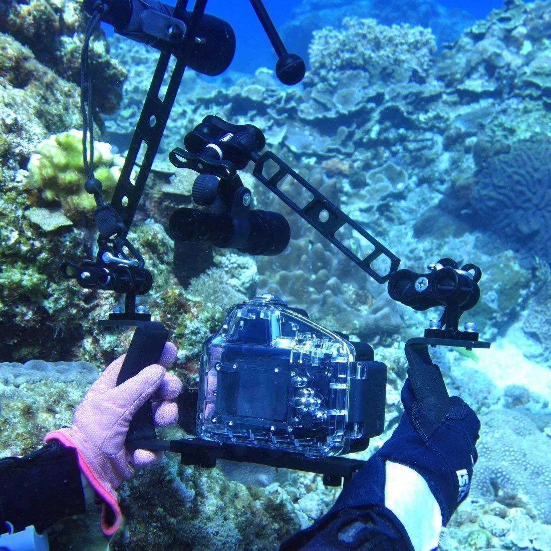 2 Soportes Aluminio 1 Pulgada para Soporte balón Buceo bajo el Agua Sistema Bandeja cámarae Buceo fotografí