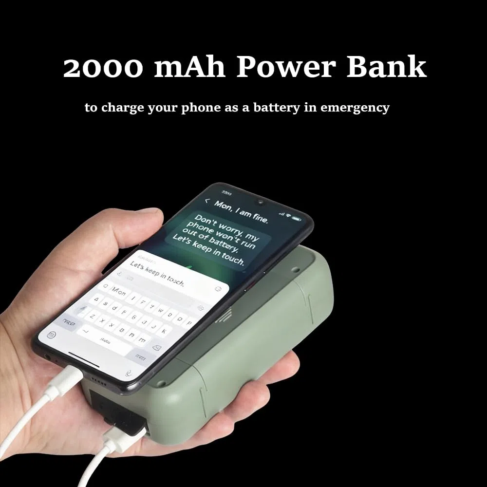 Linterna Solar Recargable con Radio, FM/Am Radio de Emergencia Portátil, Radio Solar de Emergencia con Manivela con LED 2000mAh Powerbank SOS Alarma USB para Camping al Aire Libre Kit Supervivencia